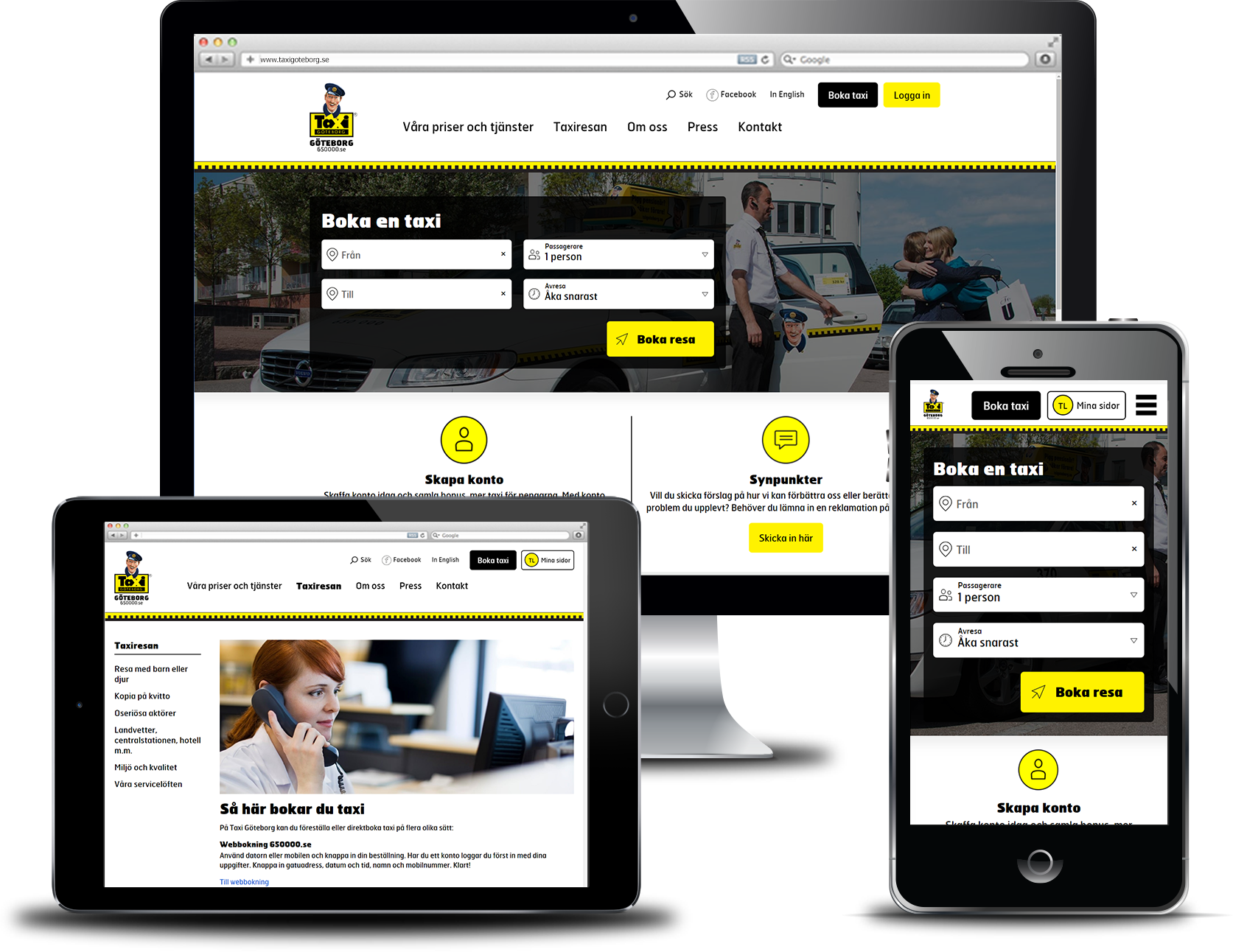 Taxi Göteborgs nya webbsida i Dynamix CMS