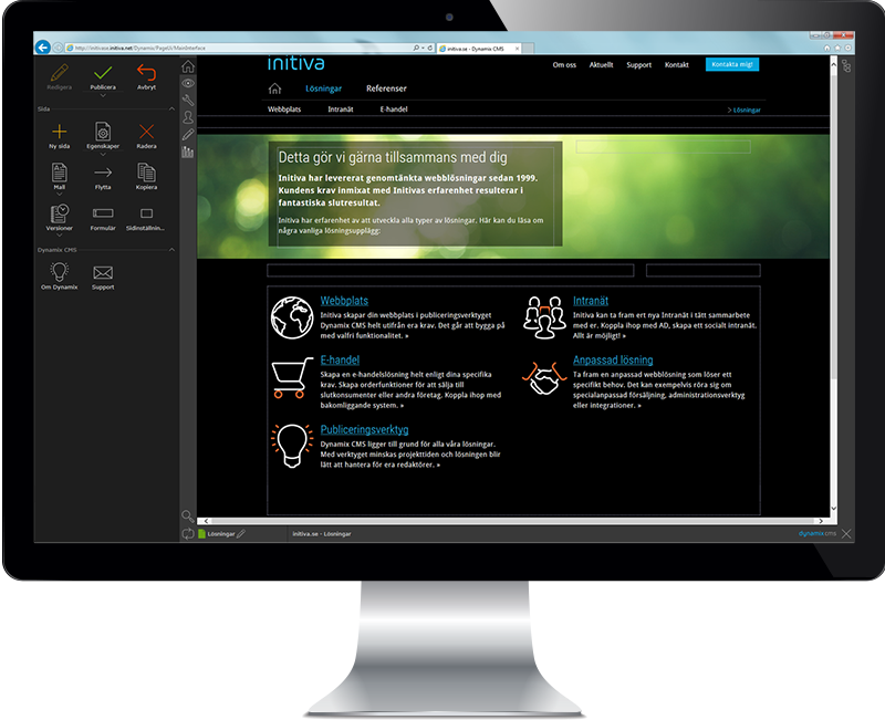 Dynamix CMS är ett kraftfullt publiceringverktyg för att hantera innehåll i dina webblösningar